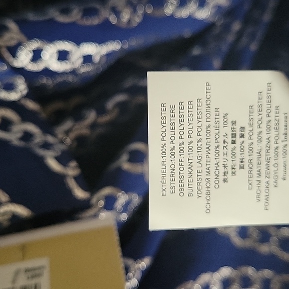 New Michael Kors Women's Blue Chain Print Off Shoulder Top Size Xsmall - Picture 11 of 15